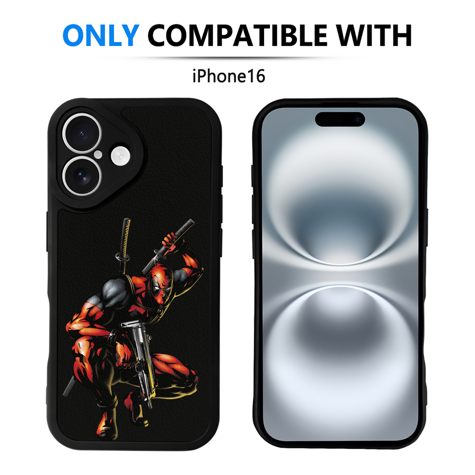 （画像用） Deadpool デッドプール 【iPhone 16シリーズ対応】シリコンスマホケース（レザー調） 材質：シリコン